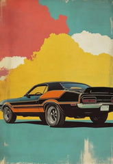 Retro Muscle Car Canvas Poster, Vintage Classic Auto Wall Art