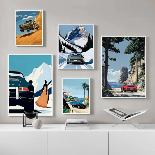 Classic 911 Alpine Drive Vintage Canvas Wall Art Poster