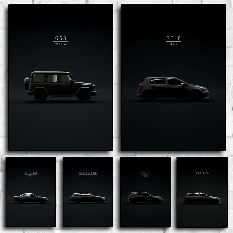 World Famous Cars Canvas Poster