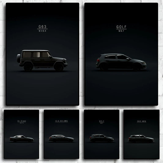 World Famous Cars Canvas Poster