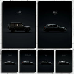 World Famous Car Series Black Canvas Wall Art Poster