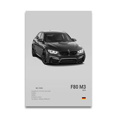 G80 M3C E39 M5 Car Canvas Wall Art Print Poster M5 CS G87 M2 Sports Car Decorative Painting Modern Home Decor Gift Unframed