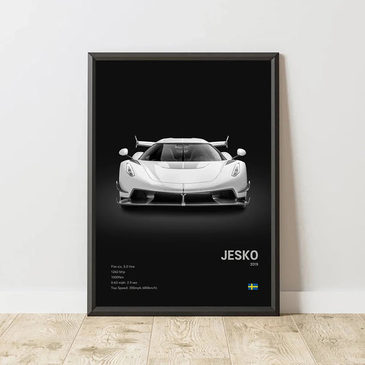 Jesko Agera RS Supercar Canvas Print, Modern Wall Art Poster