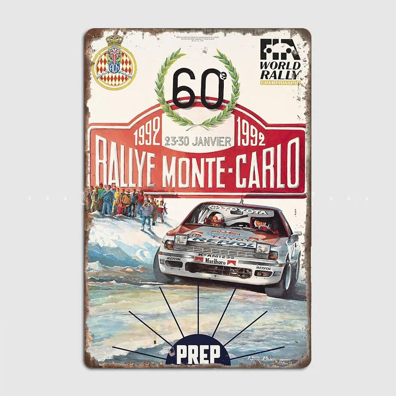 Monte Carlo Rally retro Race Car Metal Poster Sign Garage Club Vintage Bar Wall Posters Room Decoration Home Decor