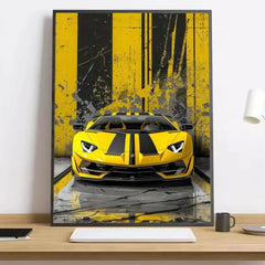 Modern Supercar Lamborghini Wall Art Painting Calligraphy Canvas Poster: Crease Free Waterproof Durable All Space Wall Decor