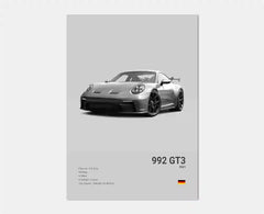 Pop Black And White German Luxury Sports Car Poster Wall Art 911 GT3 RS Turbo HD Oil On Canvas Print Garage Living Room Decor
