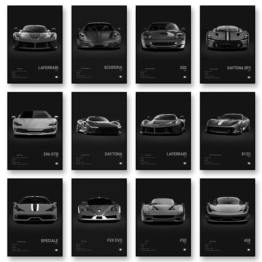 SF90 812C Canvas Wall Art, F50 F40 F80 Sports Car Poster