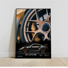 Pop Turbo super luxury sports car Poster Aesthetic 911 GT3 RS Wheels Canvas Print For Wall Art Mural Home Garage Room Decor