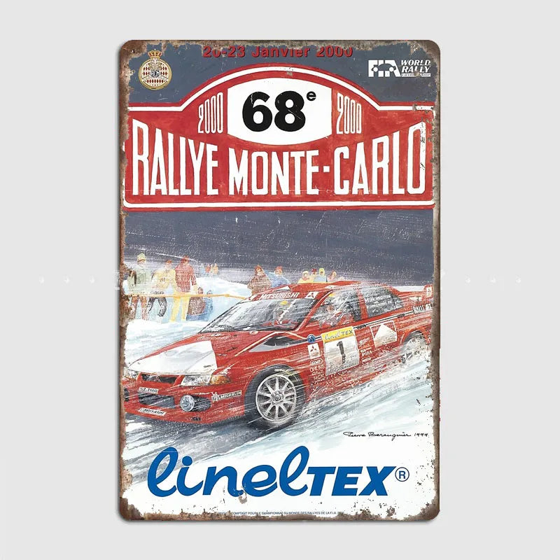 Monte Carlo Rally retro Race Car Metal Poster Sign Garage Club Vintage Bar Wall Posters Room Decoration Home Decor