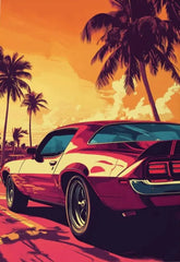 Retro Muscle Car Canvas Poster, Vintage Classic Auto Wall Art