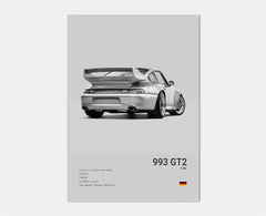 Pop Black And White German Luxury Sports Car Poster Wall Art 911 GT3 RS Turbo HD Oil On Canvas Print Garage Living Room Decor