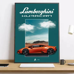 Modern Supercar Lamborghini Wall Art Painting Calligraphy Canvas Poster: Crease Free Waterproof Durable All Space Wall Decor