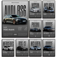 Minimalist Classic 2025 Luxury Supercar JDM Sports Car Auto Poster Canvas Painting Wall Art Pictures Home Garage Office Decor