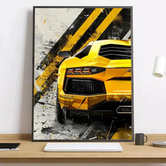 Modern Supercar Lamborghini Wall Art Painting Calligraphy Canvas Poster: Crease Free Waterproof Durable All Space Wall Decor