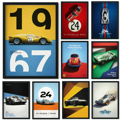 Retro Motorsport Poster , 911 & F1 Racing Canvas Wall Art