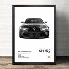BMW M3 CSL Canvas Poster, Modern Car Wall Art Unframed