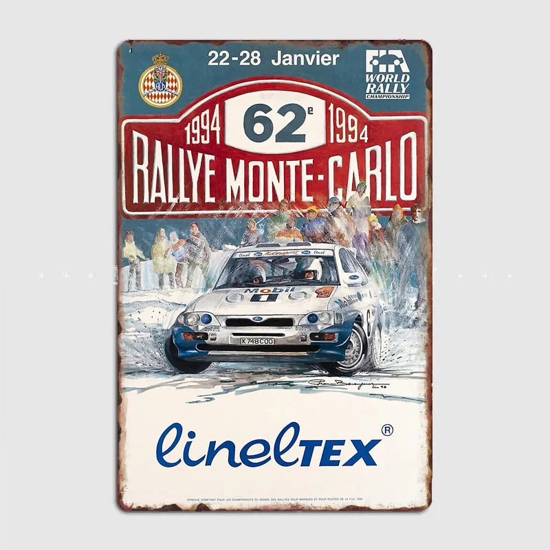 Monte Carlo Rally retro Race Car Metal Poster Sign Garage Club Vintage Bar Wall Posters Room Decoration Home Decor