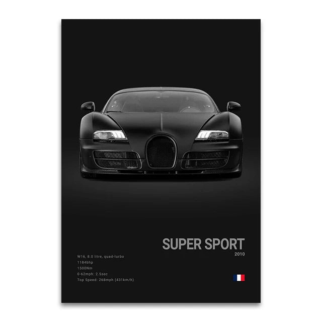 Bugatti Chiron Wall Art | Premium Canvas Print