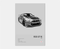 Black & White JDM Supercar Canvas Wall Art Poster – R34 & 240SX