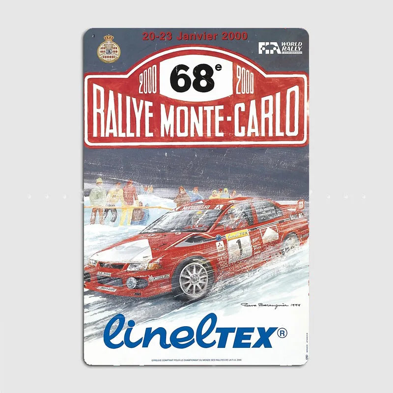 Monte Carlo Rally retro Race Car Metal Poster Sign Garage Club Vintage Bar Wall Posters Room Decoration Home Decor