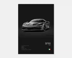 Pop Black and White Italy Cars Luxury Super Sport Car Poster Aesthetic F40 GTO GTB Canvas Print for Wall Art Garage Room Decor