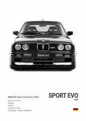 BMW M3 CSL Canvas Poster, Modern Car Wall Art Unframed