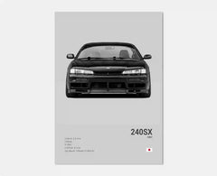 Black & White JDM Supercar Canvas Wall Art Poster – R34 & 240SX