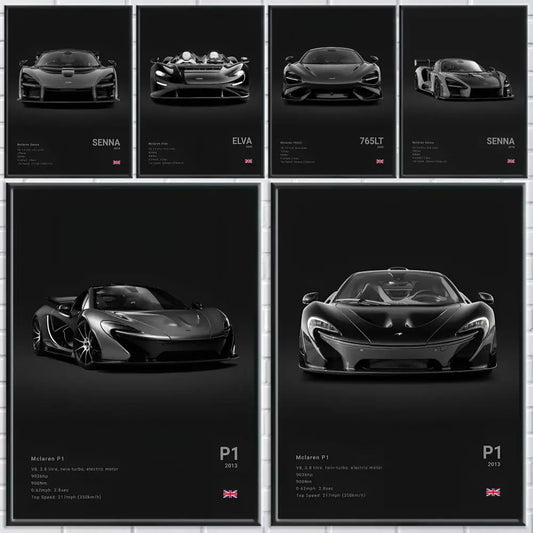 Black McLaren Senna Supercar Poster Wall Art Home Decor