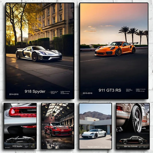 Pop Turbo 911 GT3 RS Canvas Wall Art Poster for Home & Garage