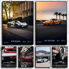 Pop Turbo super luxury sports car Poster Aesthetic 911 GT3 RS Wheels Canvas Print For Wall Art Mural Home Garage Room Decor