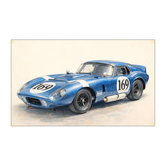 Classic Car Flag Banner, Polyester Garage Wall Decor