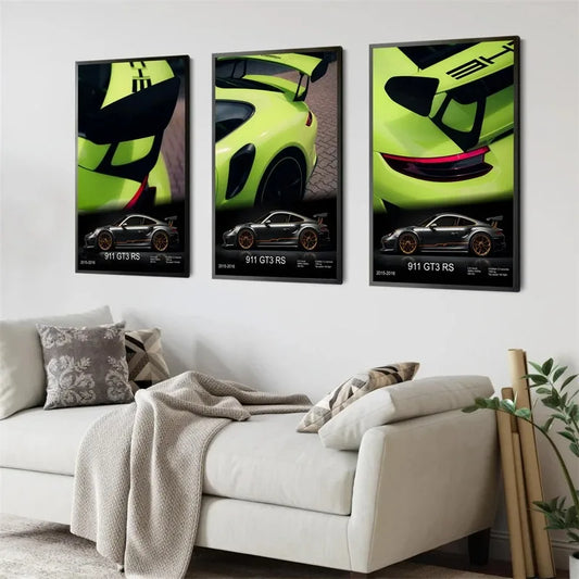 Pop Turbo 911 GT3 RS Canvas Wall Art Poster for Home & Garage