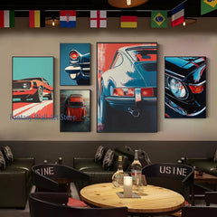 Retro Muscle Car Canvas Poster, Vintage Classic Auto Wall Art
