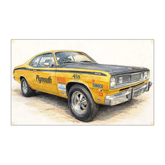 Classic Car Flag Banner, Polyester Garage Wall Decor