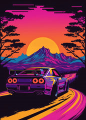 80s Retro Car Japanese Landscape Poster GTR Luxury Cars Canvas Painting HD Print Wall Art Picture Living Room Bedroom Decor