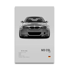 G80 M3C E39 M5 Car Canvas Wall Art Print Poster M5 CS G87 M2 Sports Car Decorative Painting Modern Home Decor Gift Unframed