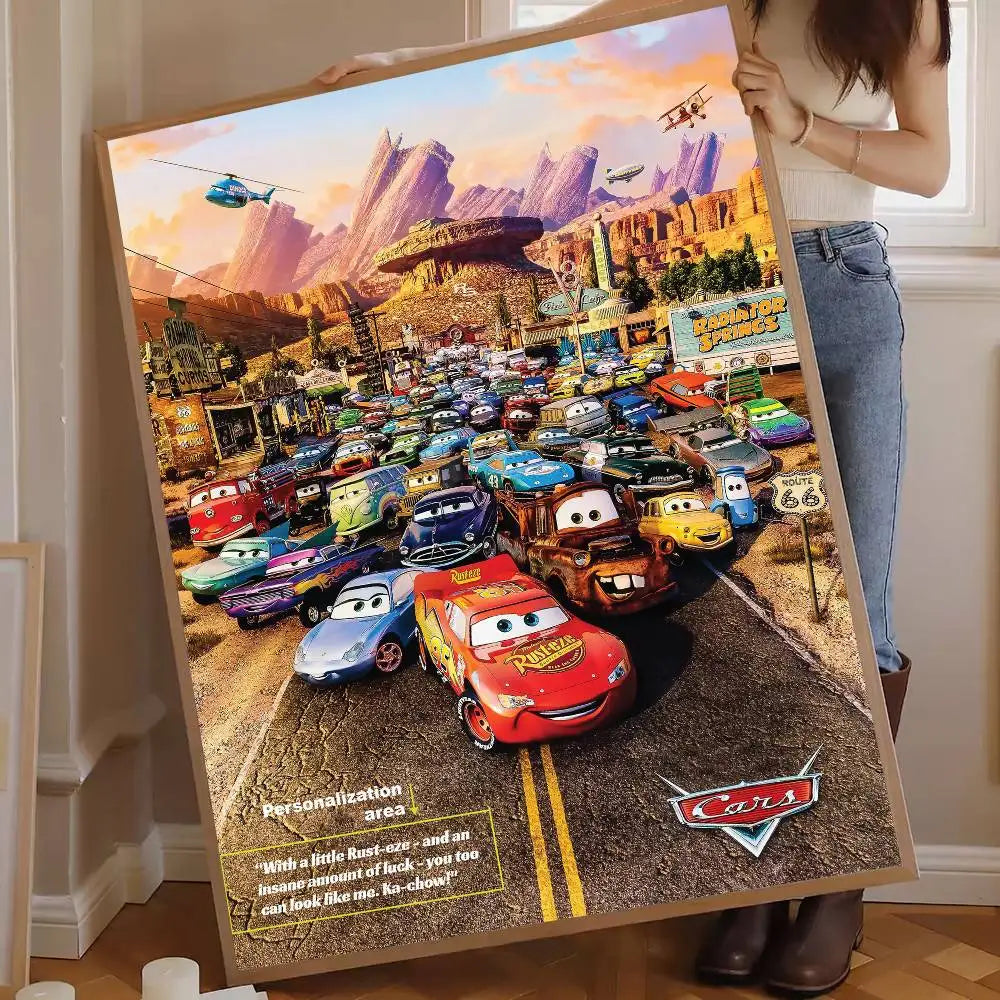 Cars Movie Poster | Retro Animation Wall Art