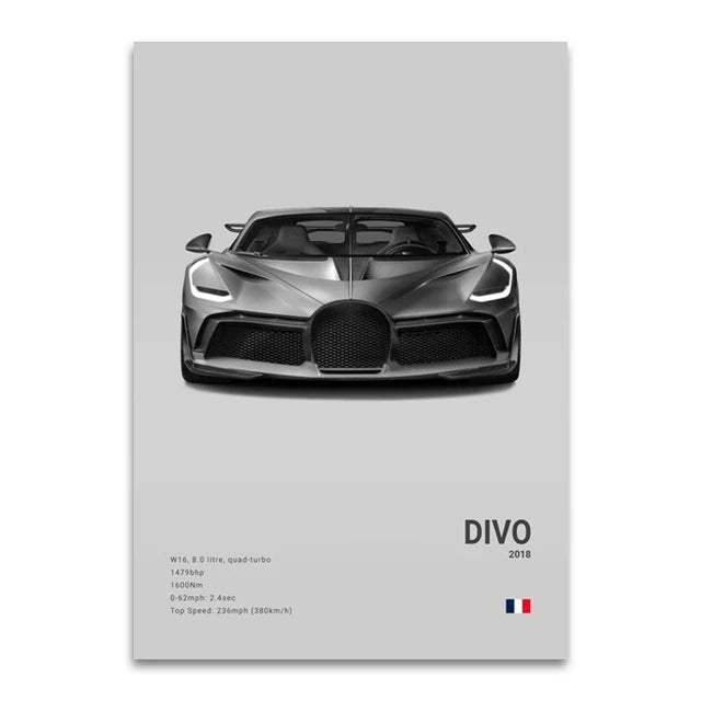 Bugatti Chiron Wall Art | Premium Canvas Print