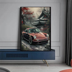 80S Japan Tokyo Neon Scenery JDM Cars Poster Aesthetics 911 Speed Cars Fuji Sakura Canvas Print Wall Art Home Fans Room Decor