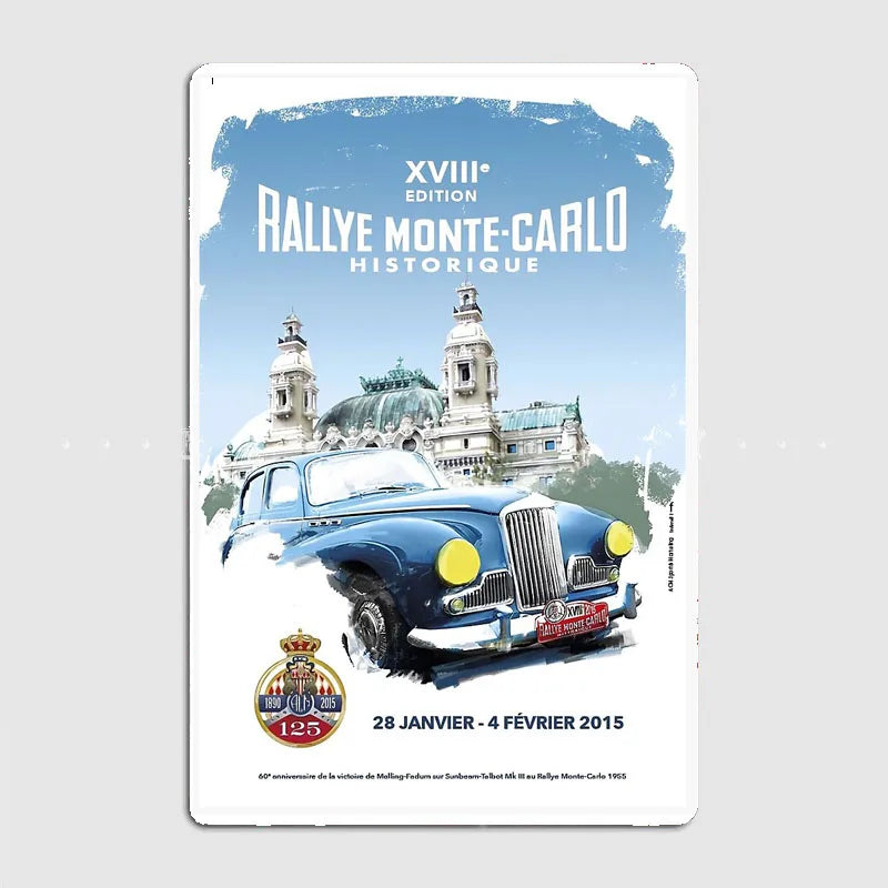Monte Carlo Rally retro Race Car Metal Poster Sign Garage Club Vintage Bar Wall Posters Room Decoration Home Decor