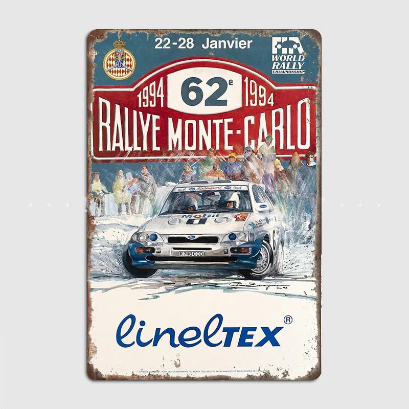 Monte Carlo Rally retro Race Car Metal Poster Sign Garage Club Vintage Bar Wall Posters Room Decoration Home Decor