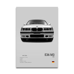 G80 M3C E39 M5 Car Canvas Wall Art Print Poster M5 CS G87 M2 Sports Car Decorative Painting Modern Home Decor Gift Unframed