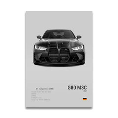 G80 M3C E39 M5 Car Canvas Wall Art Print Poster M5 CS G87 M2 Sports Car Decorative Painting Modern Home Decor Gift Unframed