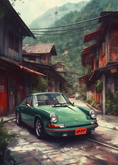 80S Japan Tokyo Neon Scenery JDM Cars Poster Aesthetics 911 Speed Cars Fuji Sakura Canvas Print Wall Art Home Fans Room Decor