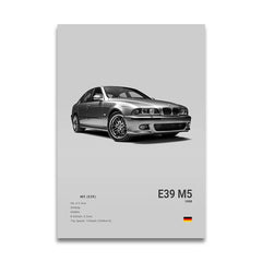 G80 M3C E39 M5 Car Canvas Wall Art Print Poster M5 CS G87 M2 Sports Car Decorative Painting Modern Home Decor Gift Unframed