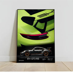 Pop Turbo super luxury sports car Poster Aesthetic 911 GT3 RS Wheels Canvas Print For Wall Art Mural Home Garage Room Decor