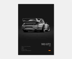 Pop Black And White German Luxury Sports Car Poster Wall Art 911 GT3 RS Turbo HD Oil On Canvas Print Garage Living Room Decor
