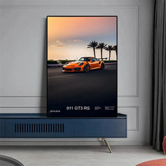 Pop Turbo super luxury sports car Poster Aesthetic 911 GT3 RS Wheels Canvas Print For Wall Art Mural Home Garage Room Decor