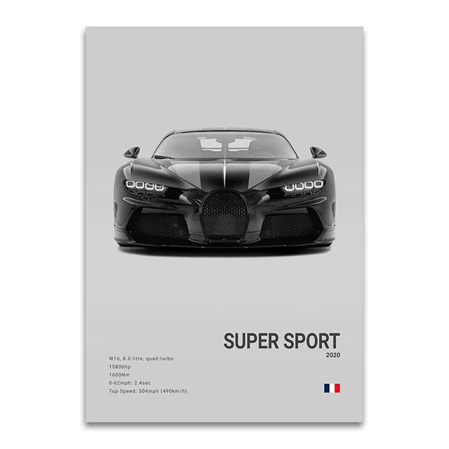Bugatti Chiron Wall Art | Premium Canvas Print