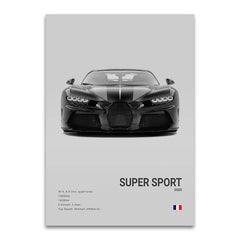 Supercar Canvas Poster, Modern Wall Art for Car Lovers